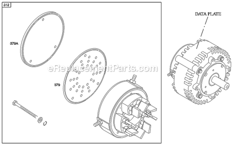 Brush End Housing Brush Cover Diagram and Parts List for AB0102-0121-01  Briggs and Stratton Engine